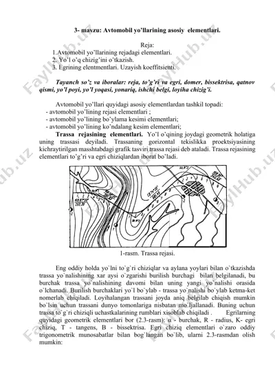 avtomobil yo'llarining asosiy еlementlari — DOCX
