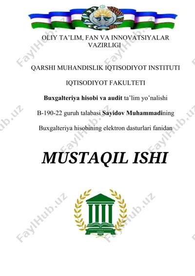 buxgalteriya hisobining elektron dasturlari fanidan — DOCX