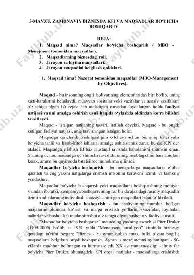 maqsadlar bo‘yicha boshqarish (management by objectives - mbo) — DOCX