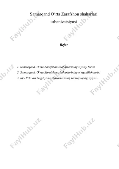 samarqand o‘rta zarafshon shaharlari urbanizatsiyasi — DOC
