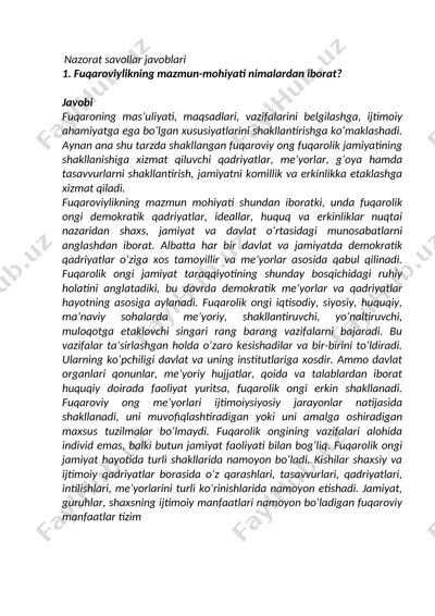 fuqaroviylikning mazmun-mohiyati — DOCX