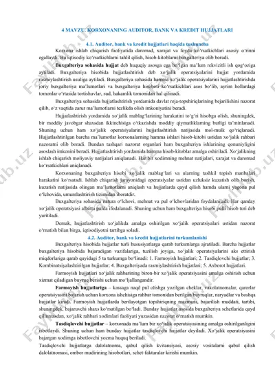 korxona auditor, bank va kredit hujjatlari — DOCX