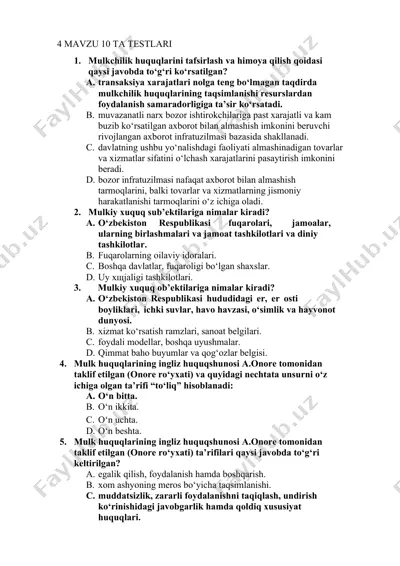mulkchilik huquqlari va mulkiy xuquqlar — DOCX