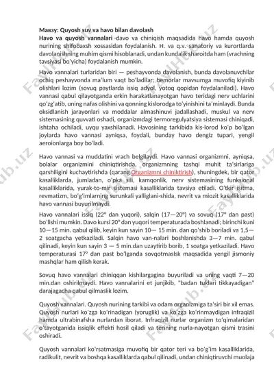 havo va quyosh vannalari — DOCX