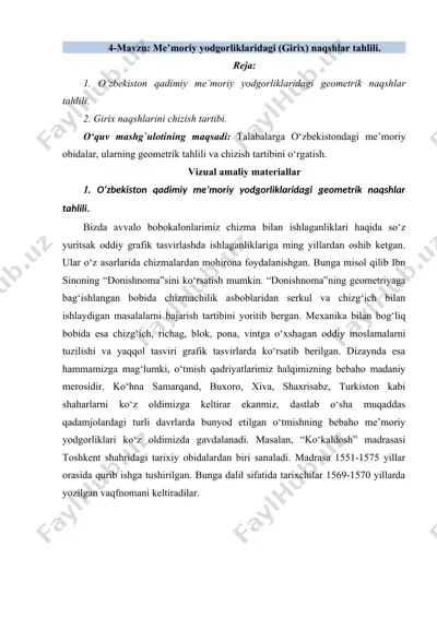 geometrik naqshlar tahlili — DOC