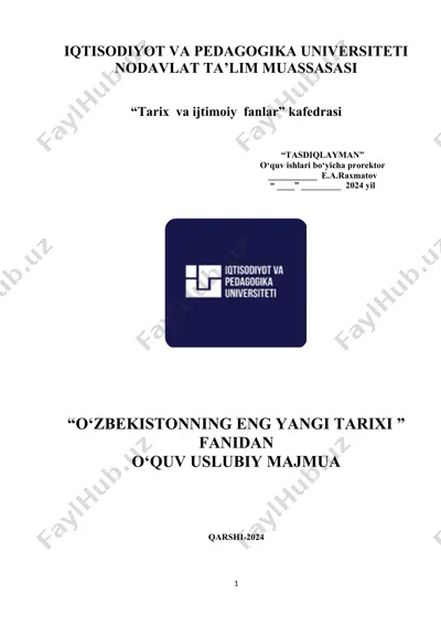 o‘zbekistonning eng yangi tarixi — DOCX