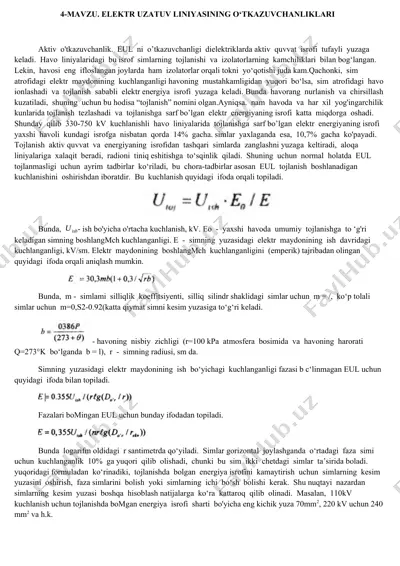 elektr uzatuv linii o'tkazuvchanliklari — DOCX