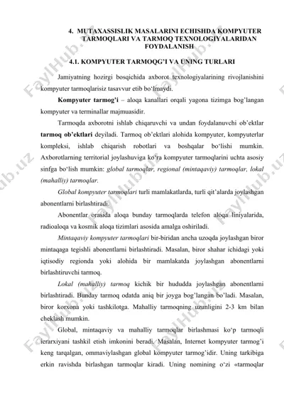 kompyuter tаrmoqi va uning turlari — DOCX