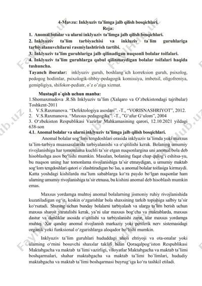 inklyuziv ta’limga jalb qilish bosqichlari — DOCX