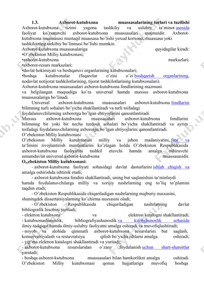 axborot-kutubxona muassasalarining turlari va tuzilishi — DOC