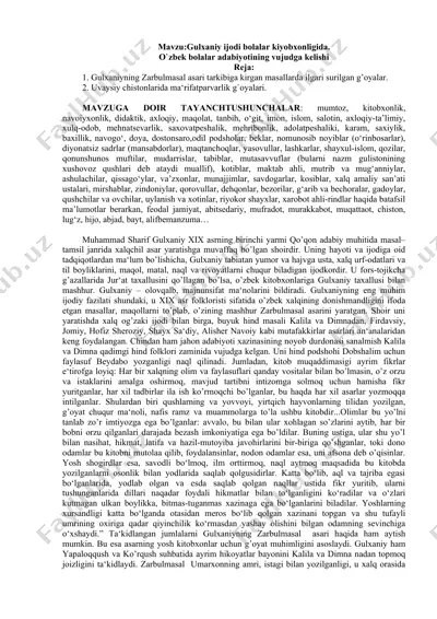 gulxaniy ijodi bolalar kiyobxonligida — DOC