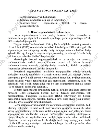 bozor segmentasiyasi — DOCX