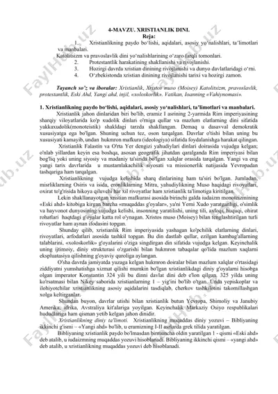 xristianlik dinining tarixiy rivojlanishi — DOCX