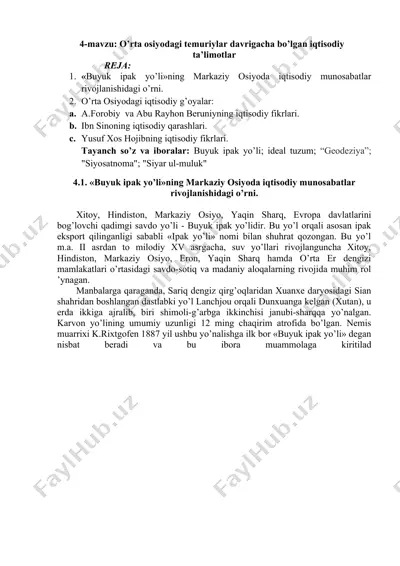 buyuk ipak yo’li iqtisodiy tarixi — DOC