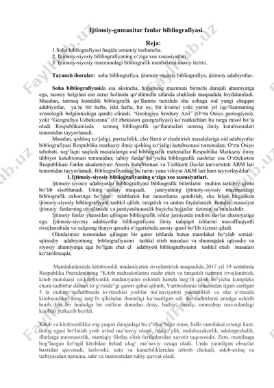 ijtimoiy-gumanitar fanlar bibliografiyasi — DOCX