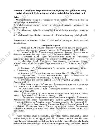 o‘zbekiston respublikasi mustaqilligining e’lon qilinishi va uning tarixiy ahamiyati — DOCX