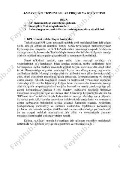 kpi tizimini ishlab chiqish va joriy etish — DOCX