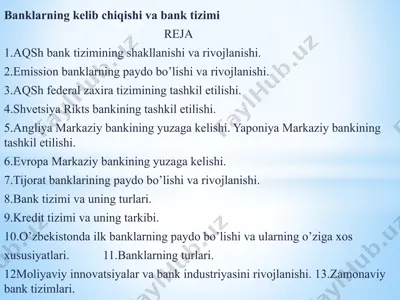banklarning kelib chiqishi va bank tizimi — PPTX