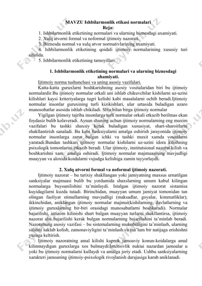 ishbilarmonlik etikasi normalari — DOCX