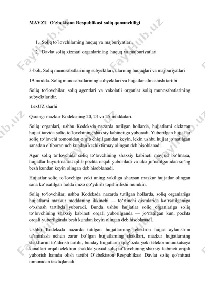soliq munosabatlari — DOCX
