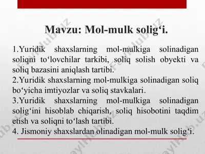 mol-mulk soligʻi — PPT