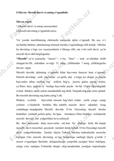mezolit davri va uning o’rganilishi — DOCX