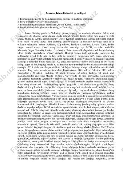 islom dini tarixi va mohiyati — DOC