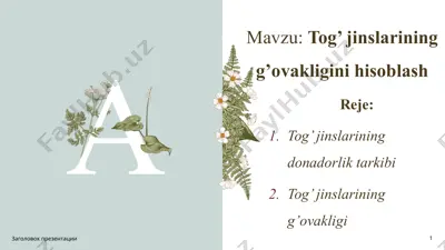 tog’ jinslarining g’ovakligini hisoblash — PPTX