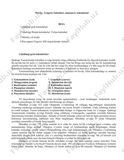 qadimgi grek kalendarlari — DOCX
