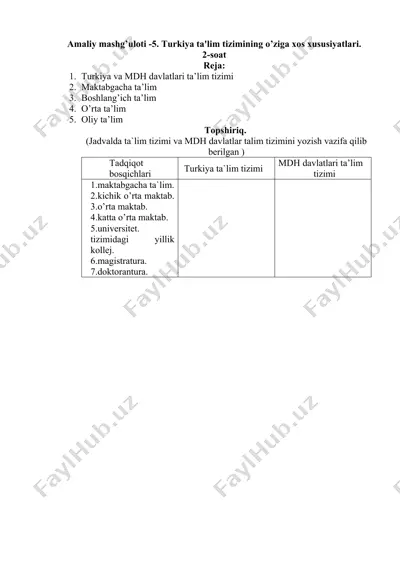 turkiya ta'lim tizimi — DOCX