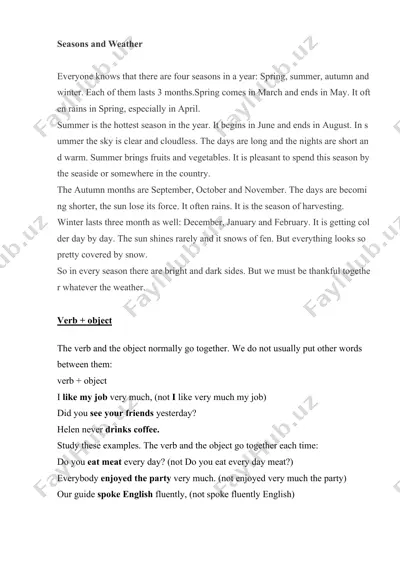 seasons and weather — DOCX