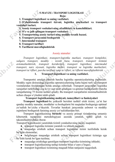 transport logistikasi — DOCX