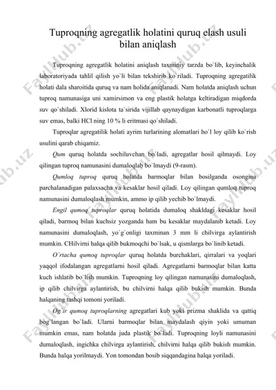 tuprоqning agregatlik hоlatini quruq elash usuli bilan aniqlash — DOC