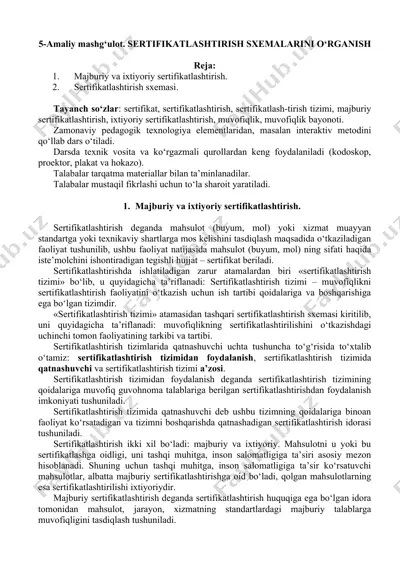 sertifikatlashtirish sxemalari — DOC