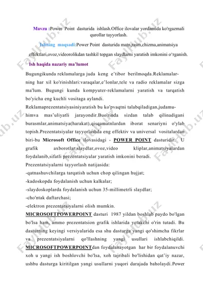 power point dasturida ishlash — DOCX
