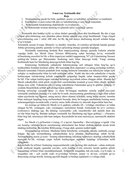 xristianlik dini — DOCX