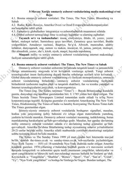 ommaviy axborot vositalari — DOC