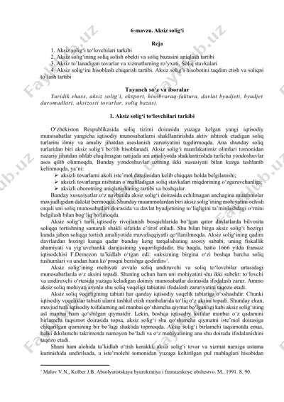 aksiz solig‘i — DOCX