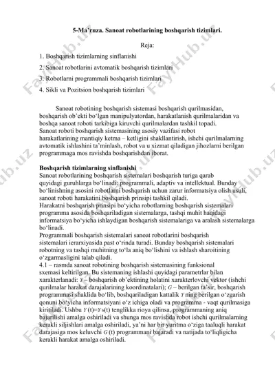 sanoat robotlarining boshqarish tizimlari — DOCX