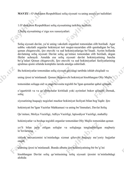 o‘zbekiston respublikasi soliq siyosati va uning asosiy yo‘nalishlari — DOCX