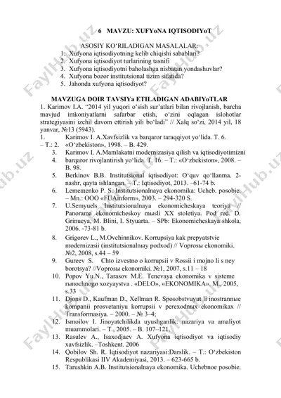 xufyona iqtisodiyot — DOCX