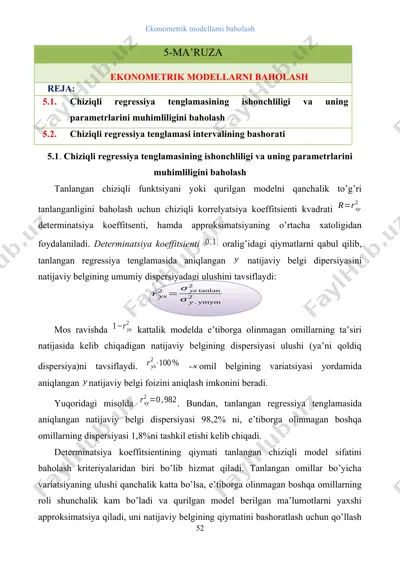 ekonometrik modellarni baholash — DOCX