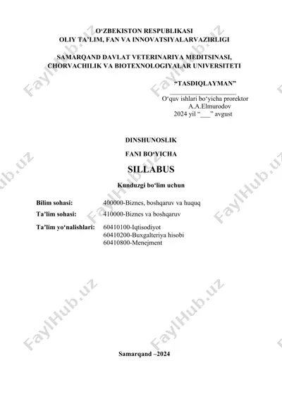 dinshunoslik sillabusi — DOC