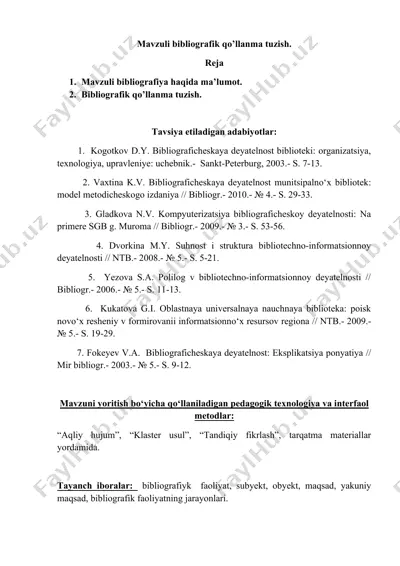 mavzuli bibliografik qo’llanma tuzish — DOCX