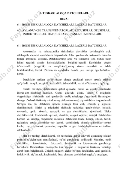 teskari aloqa datchiklari — DOCX