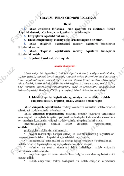 ishlab chiqarish logistikasi — DOCX