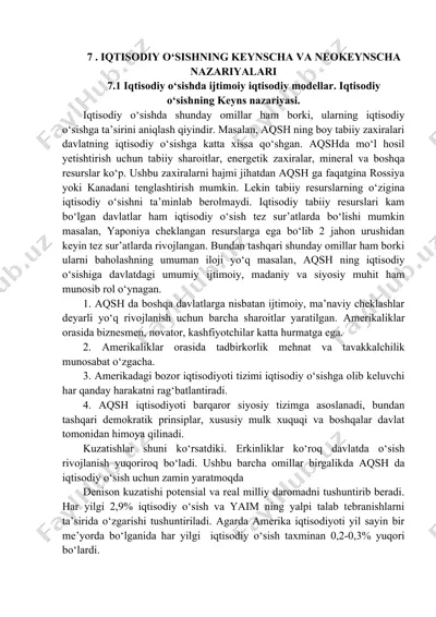 iqtisodiy o‘sishning keynscha va neokeynscha nazariyalari — DOCX