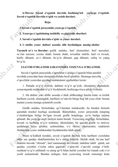 savod o‘rgatish davrida boshlang‘ich yozuvga o‘rgatish — DOCX