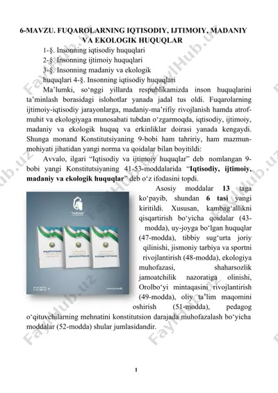 insonning iqtisodiy, ijtimoiy, madaniy va ekologik huquqlari — DOCX