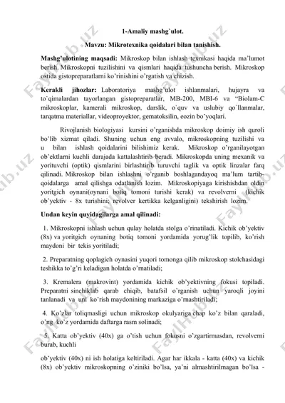 mikroskopni o'rganish mashg'uloti — DOCX
